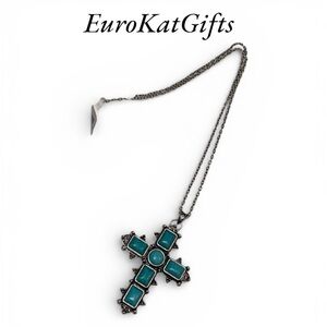 NEW Turquoise Cross Pendant Necklace NWT